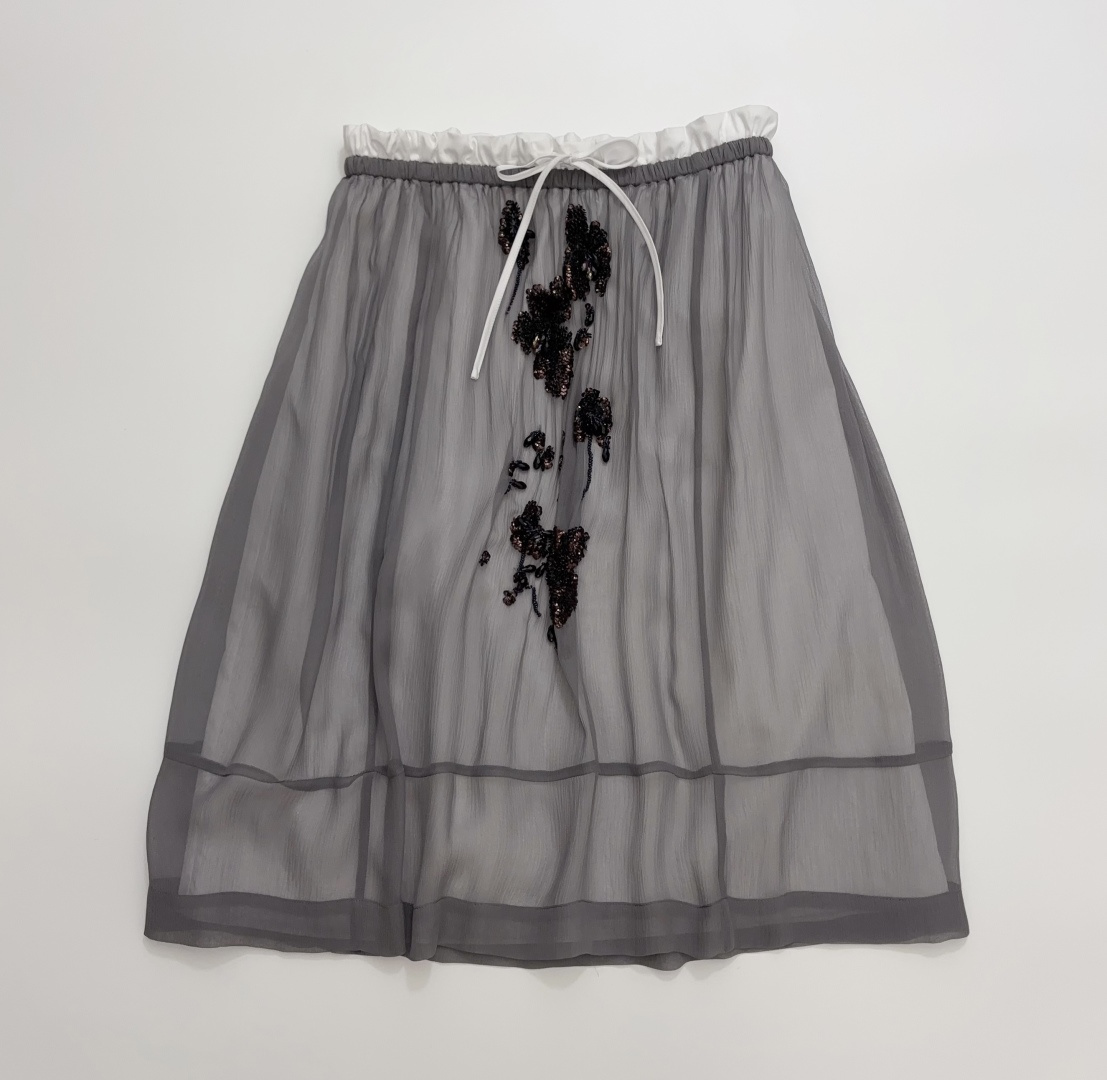 Prada Embellished Drawstring Midi Skirt