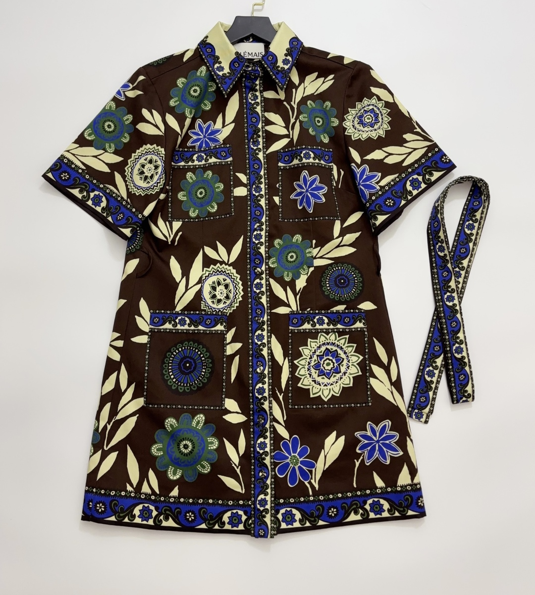 Alémais Jasper Twill Retro Print Short Sleeve Shirt Dress