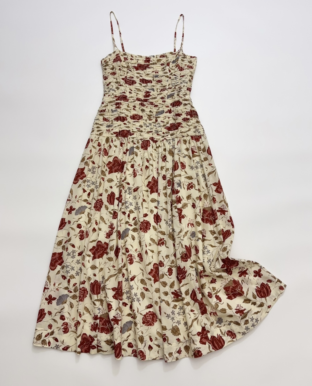 Reformation Azure Floral Print Ruched Elastic Strap Dress