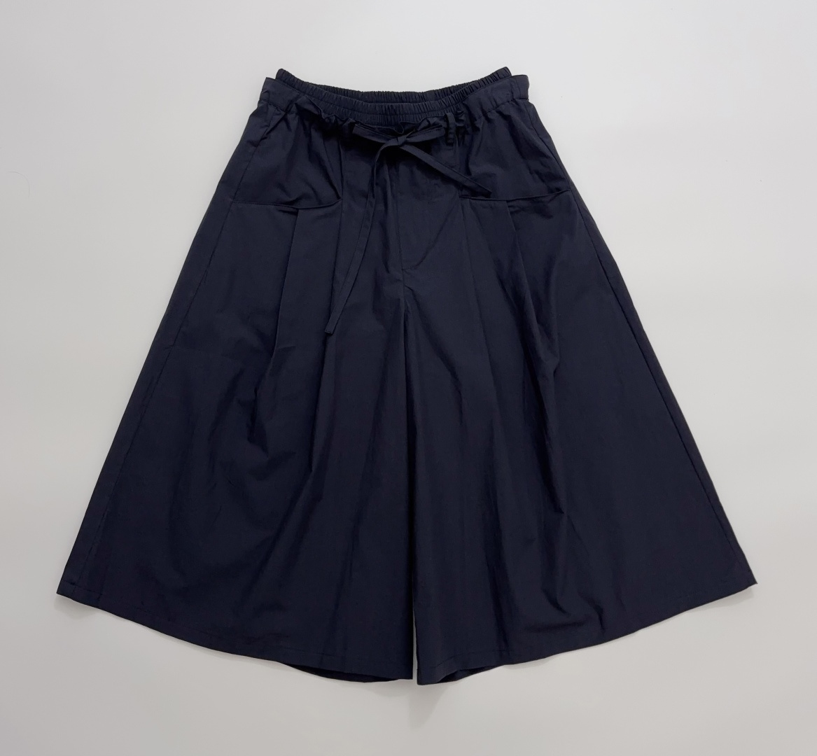 Shortsentence Navy Elastic Waist Drawstring Large Pocket Loose Casual Cropped Pants