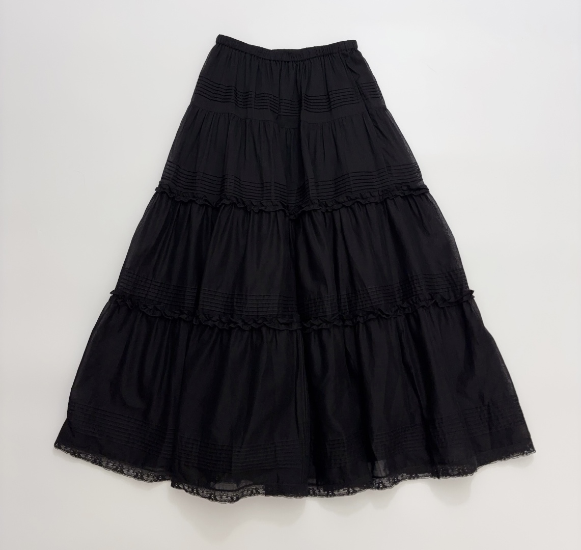 IS Vintage French Cake Skirt High Waist A-Line Midi Elastic Waist Umbrella Skirt
