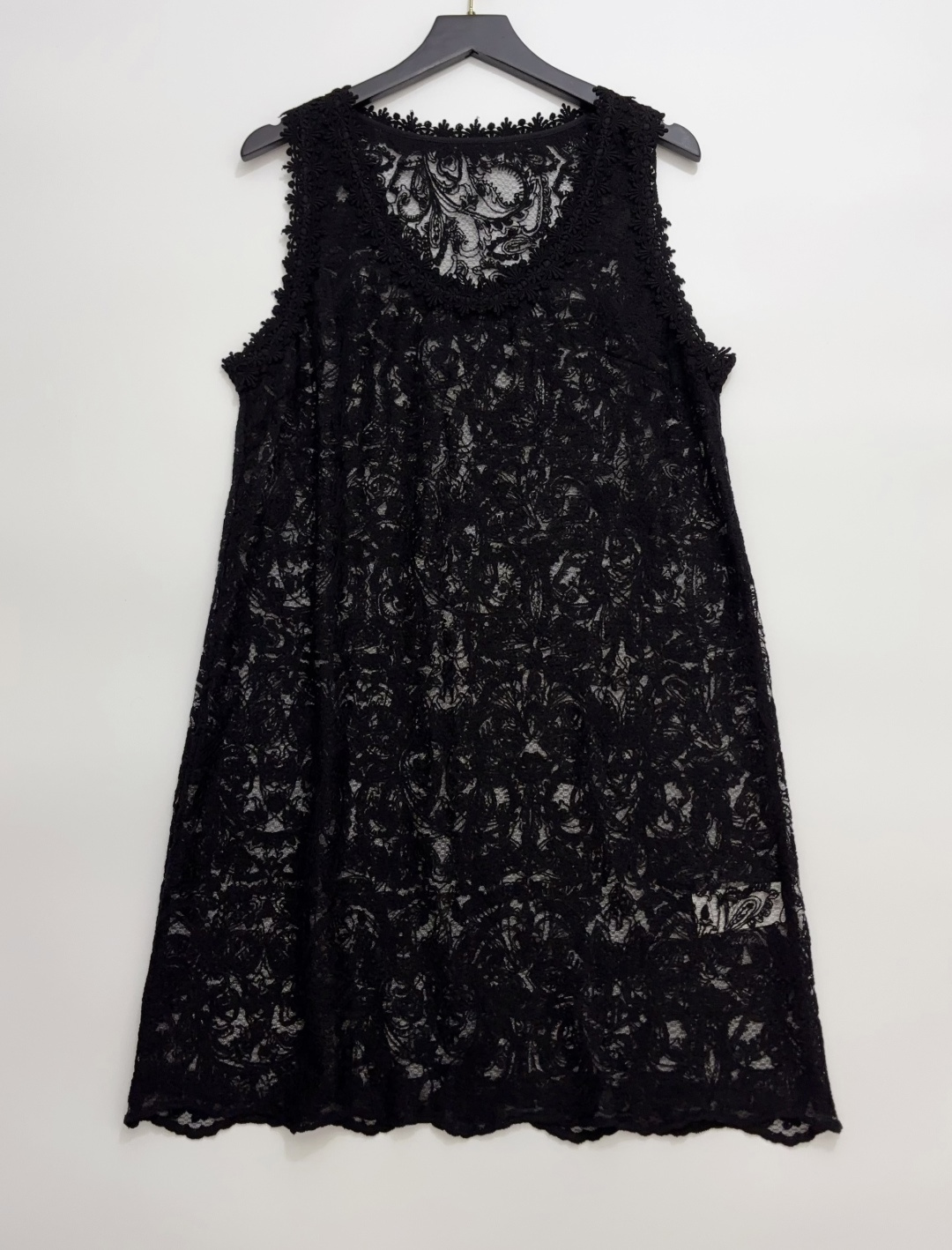 Unlabeled Niche U-Neck Sheer Embroidered Vest Dress
