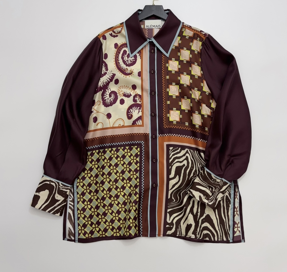 Alémais Wilson Colorblock Print Comfortable Resort Shirt Top