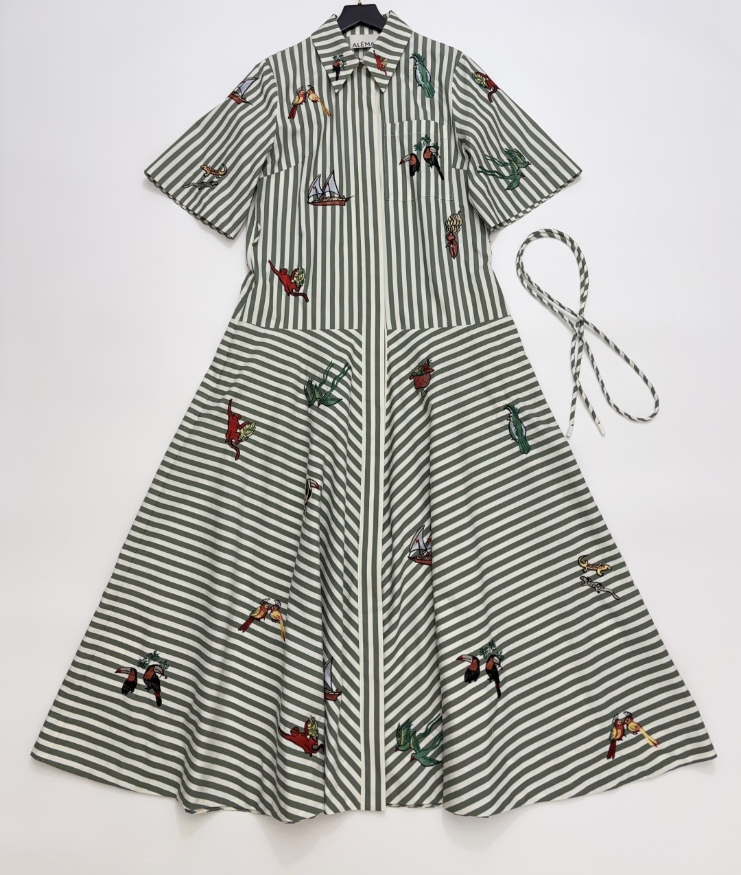 Alémais Bisou Striped Ocean Print Fresh Shirt Dress