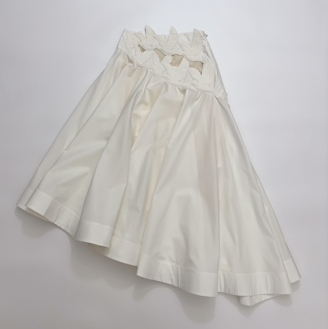 Zimmermann 2026 Spring Ready-to-Wear LUNA Ivory Appliqué Detail Midi Skirt