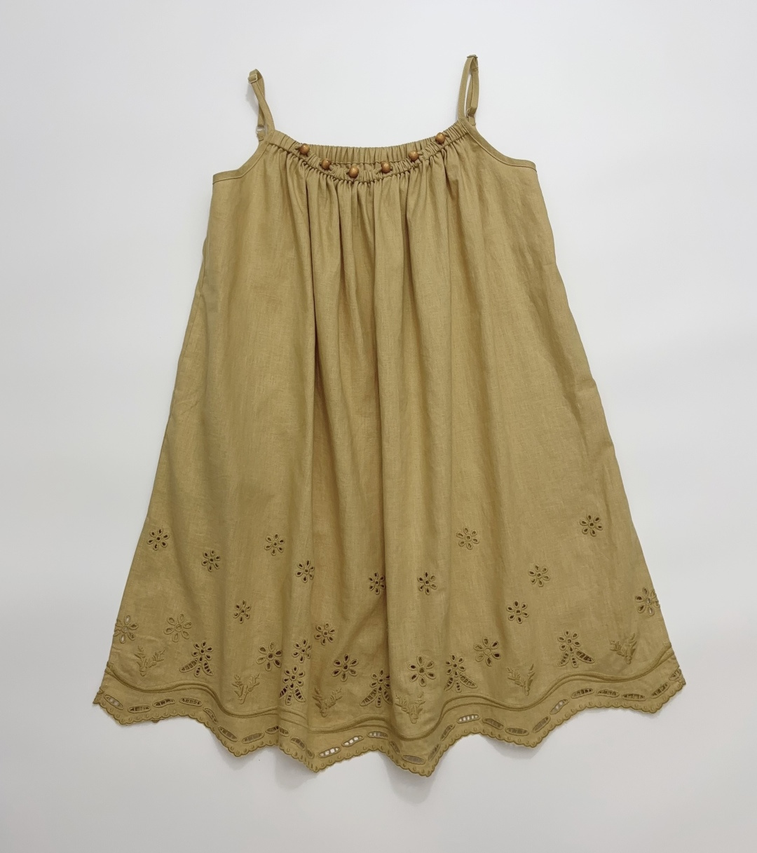Hand-Beaded Cut-Out Embroidery Strappy Dress