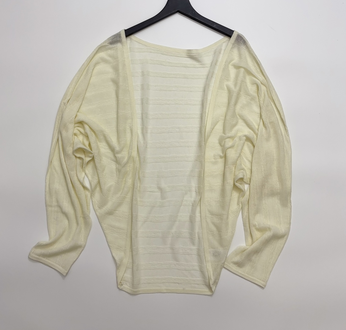 ENFÖLD Textured Stripe Hollow-out Knit Cardigan with Batwing Sleeves