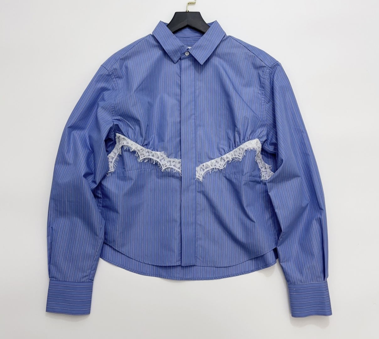 Sacai 26 Spring/Summer Lace-Paneled Striped Shirt Top