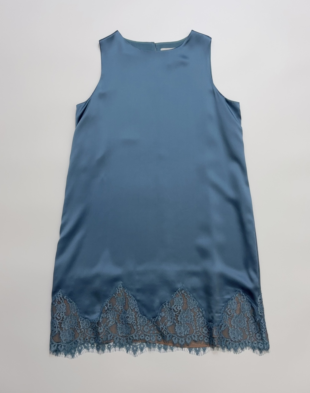 Reformation French Vintage Satin Lace-Paneled Mini Dress