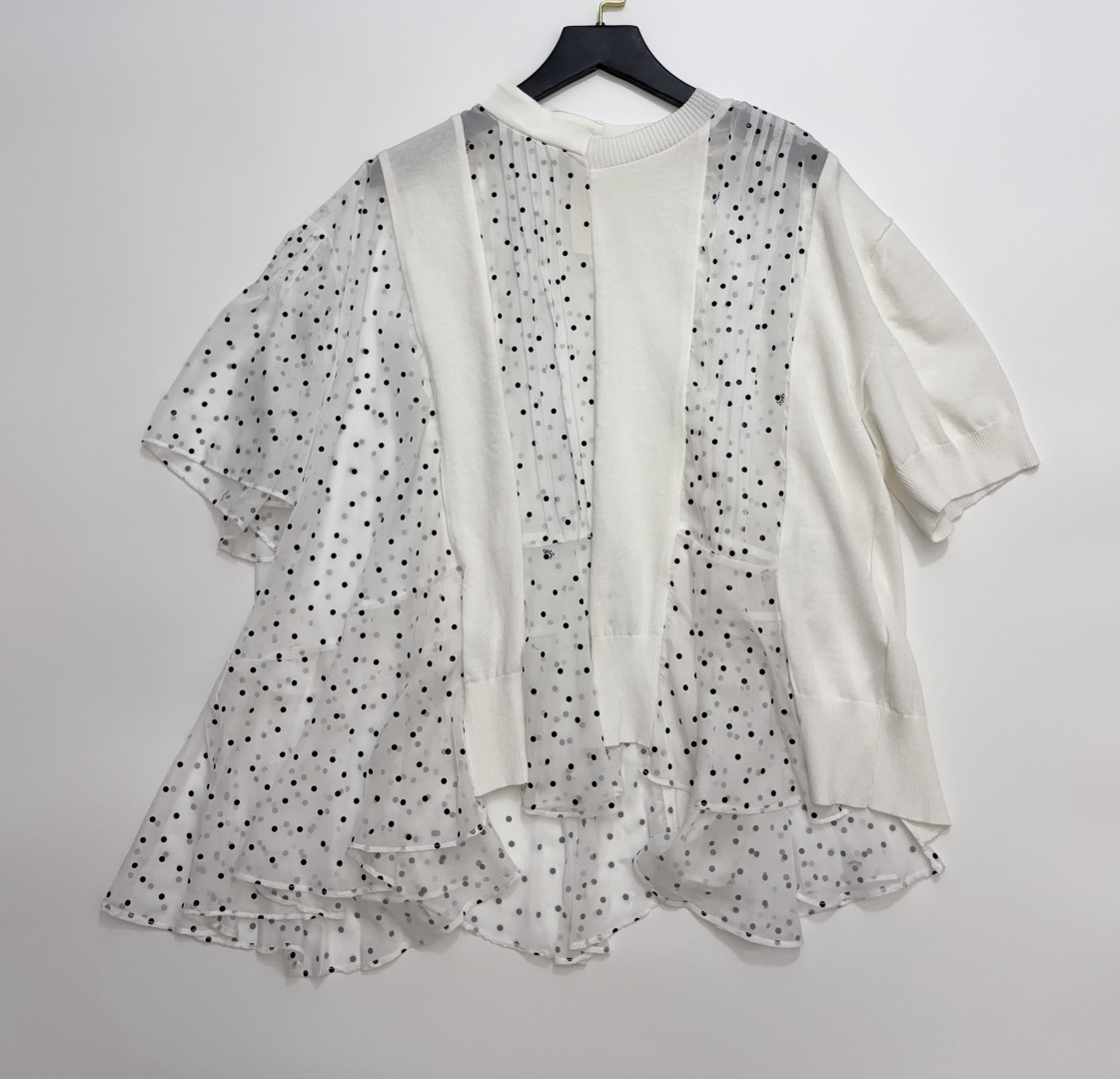 Sacai Patchwork Polka Dot Irregular Loose Shirt