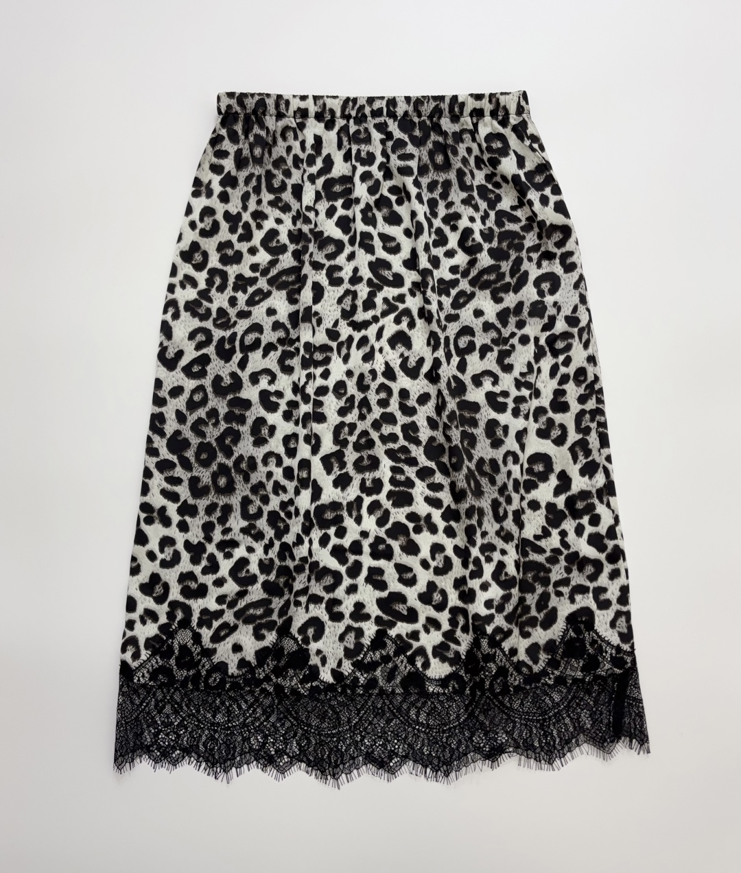 Ganni Retro Leopard Print Skirt with Lace Hem Patchwork