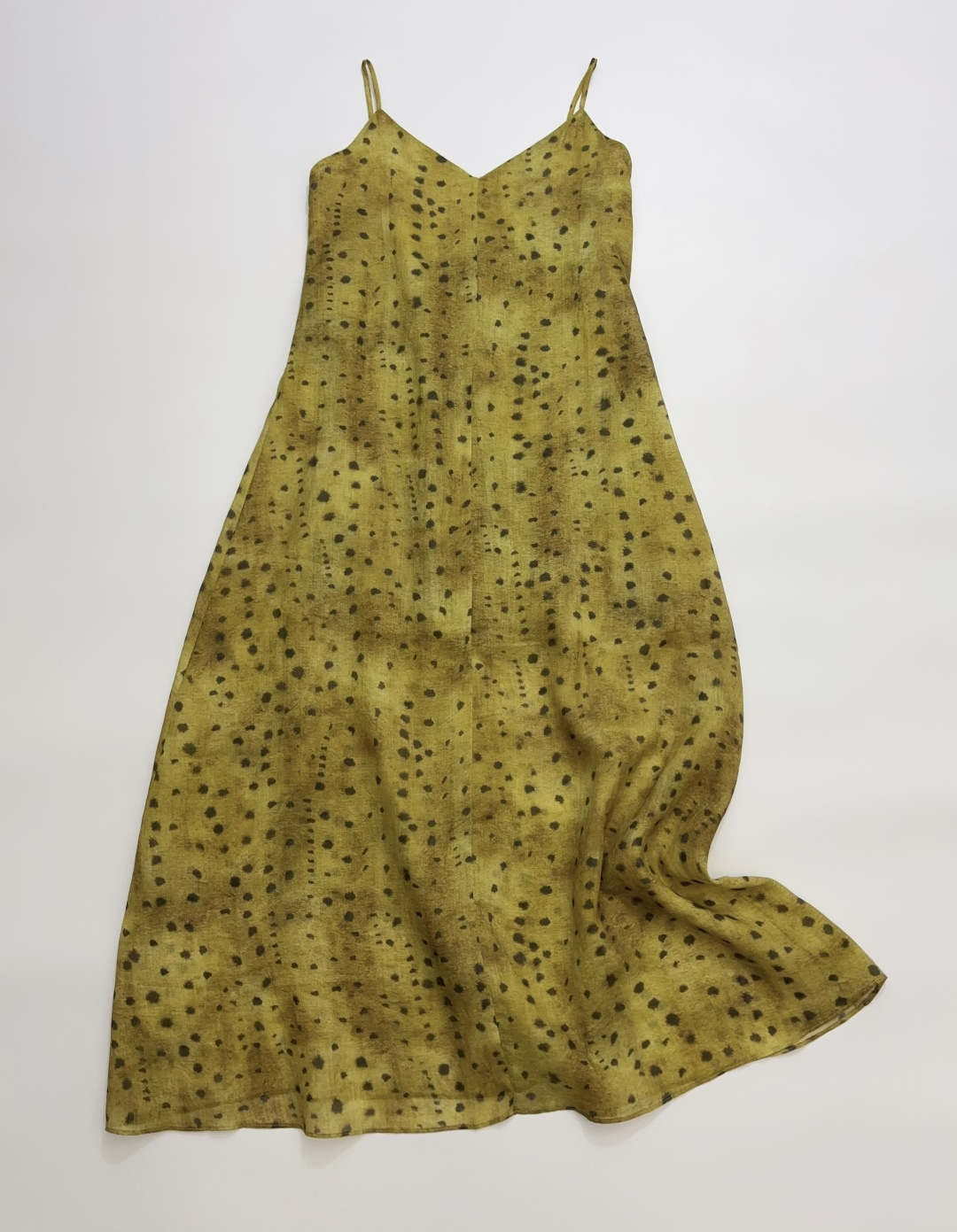 Cortana ISA DRESS Linen Print V-Neck Spaghetti Strap Slip Dress