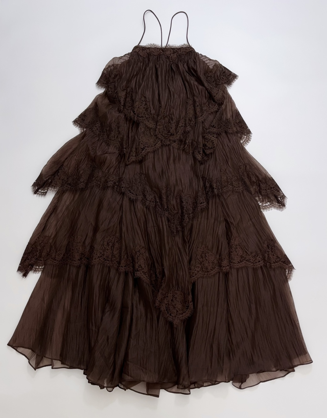 AJE Dark Brown Lace Trim Cami Maxi Dress