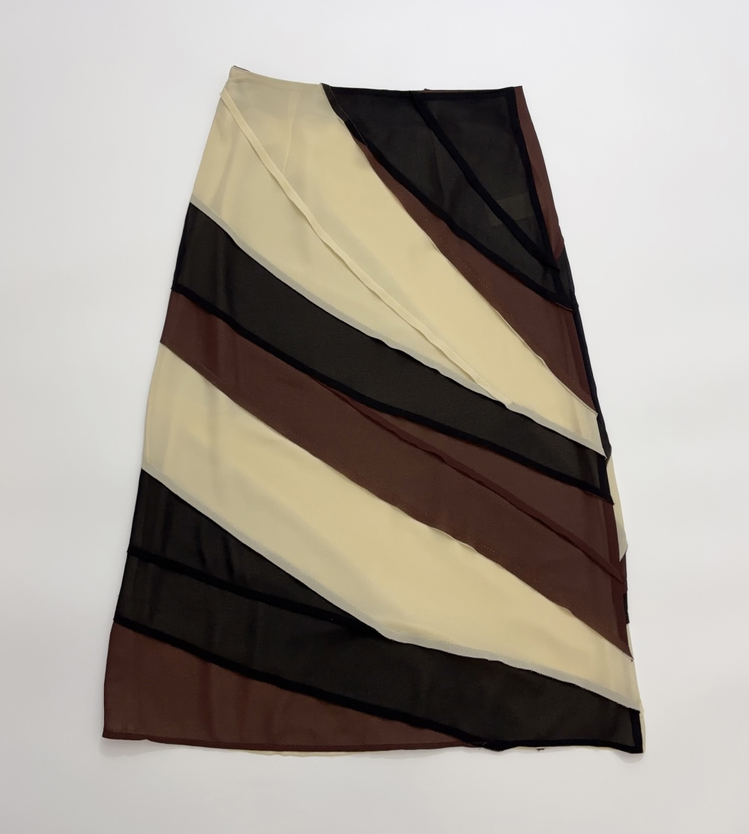 Vintage Elegant Romantic Mid-Length Patchwork Color-Block Skirt