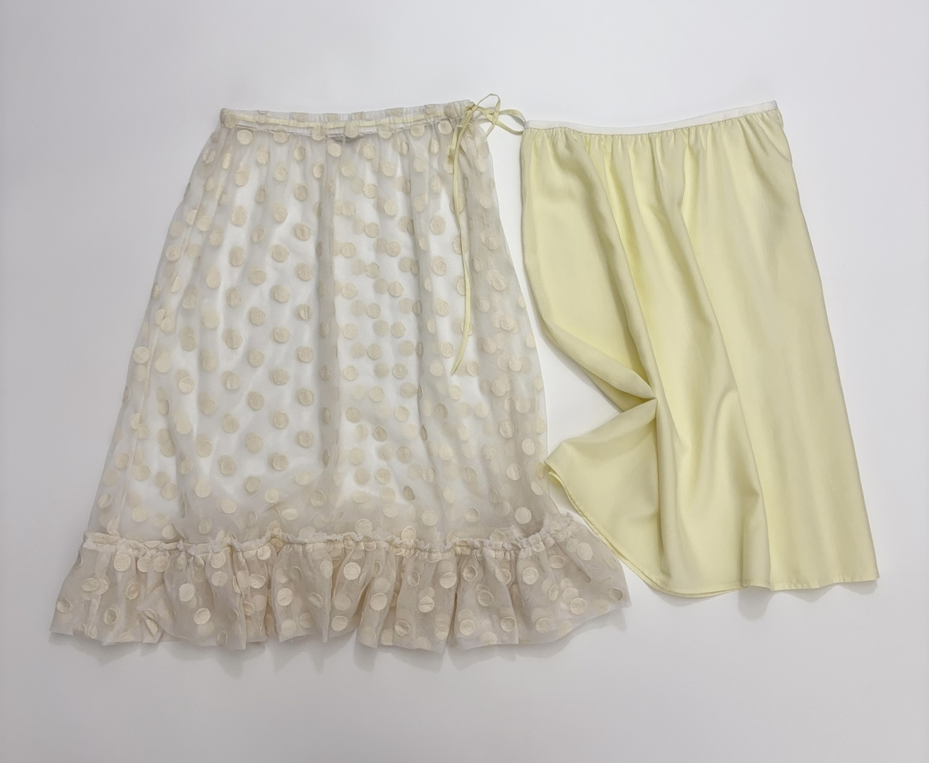 Dries Van Noten Mesh Polka Dot Detachable Lining Drawstring Elastic Waist Skirt