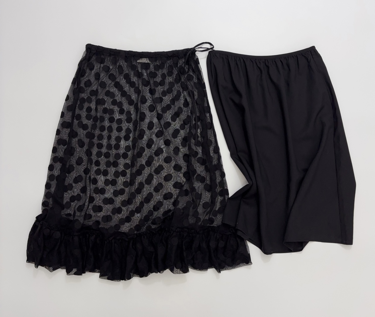 Dries Van Noten Mesh Dot Detachable Lining Tie-Waist Skirt