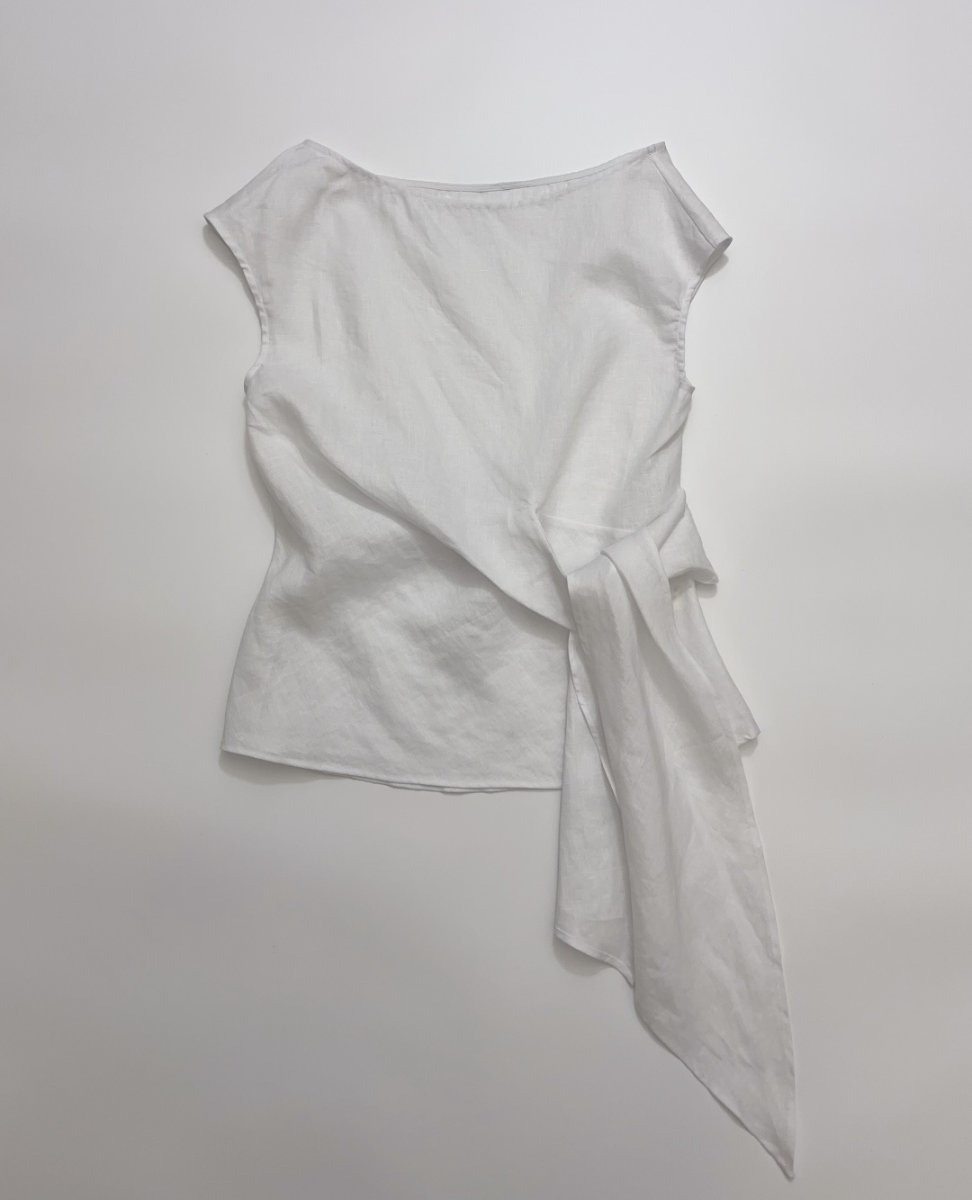 Sezane French Round Neck Tie-Front Solid Top LEXA