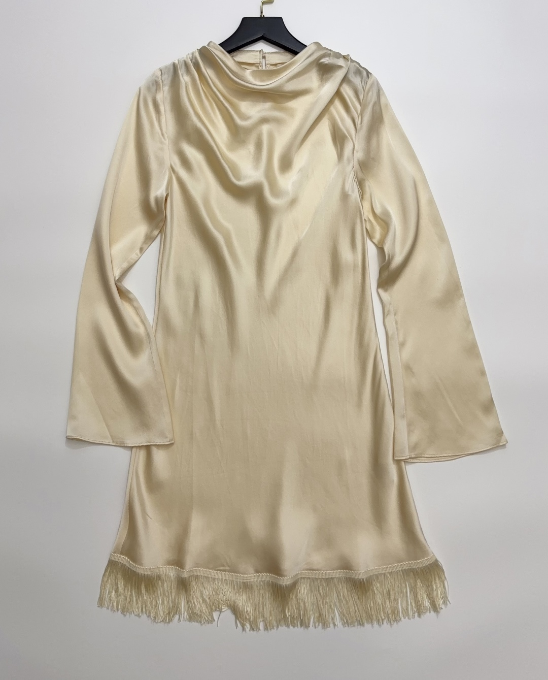 Dôen 2026 Summer New Silk Fringe Long Sleeve Dress