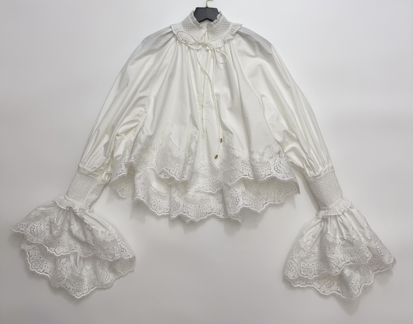 Zimmermann Alchemy Stand Collar Lace Cropped Shirt