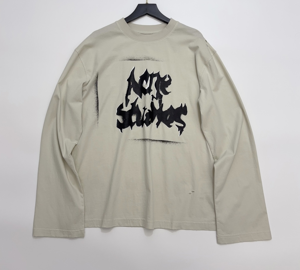 Acne Studios Graffiti Letter Distressed Relaxed Long Sleeve T-Shirt
