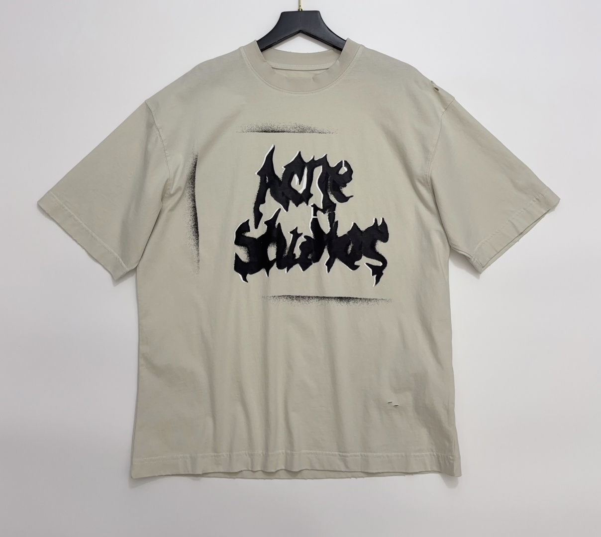 Acne Studios Graffiti Letter Distressed Relaxed Short Sleeve T-Shirt