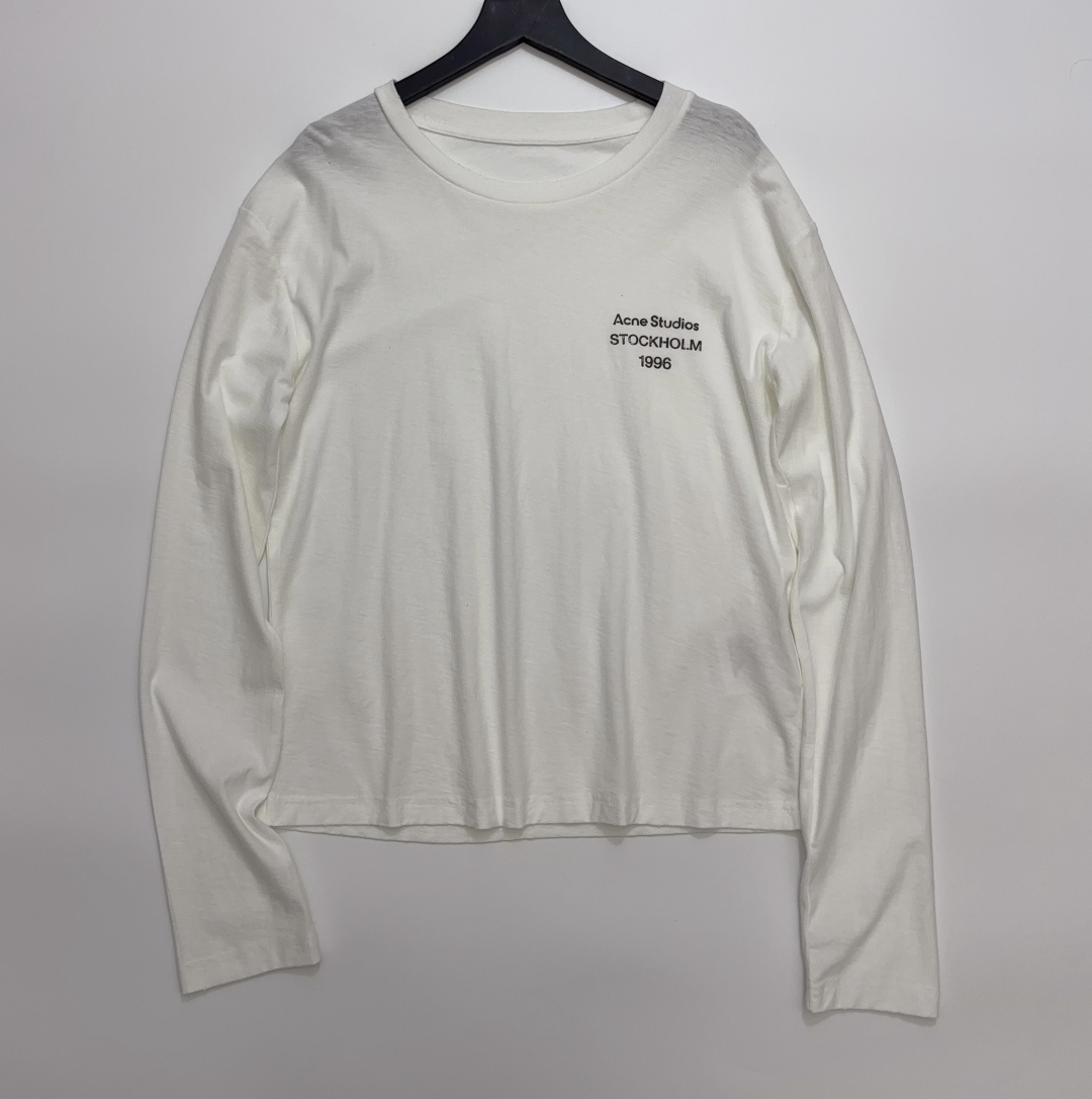 Acne Studios Simple Letter Round Neck Relaxed Long Sleeve T-Shirt