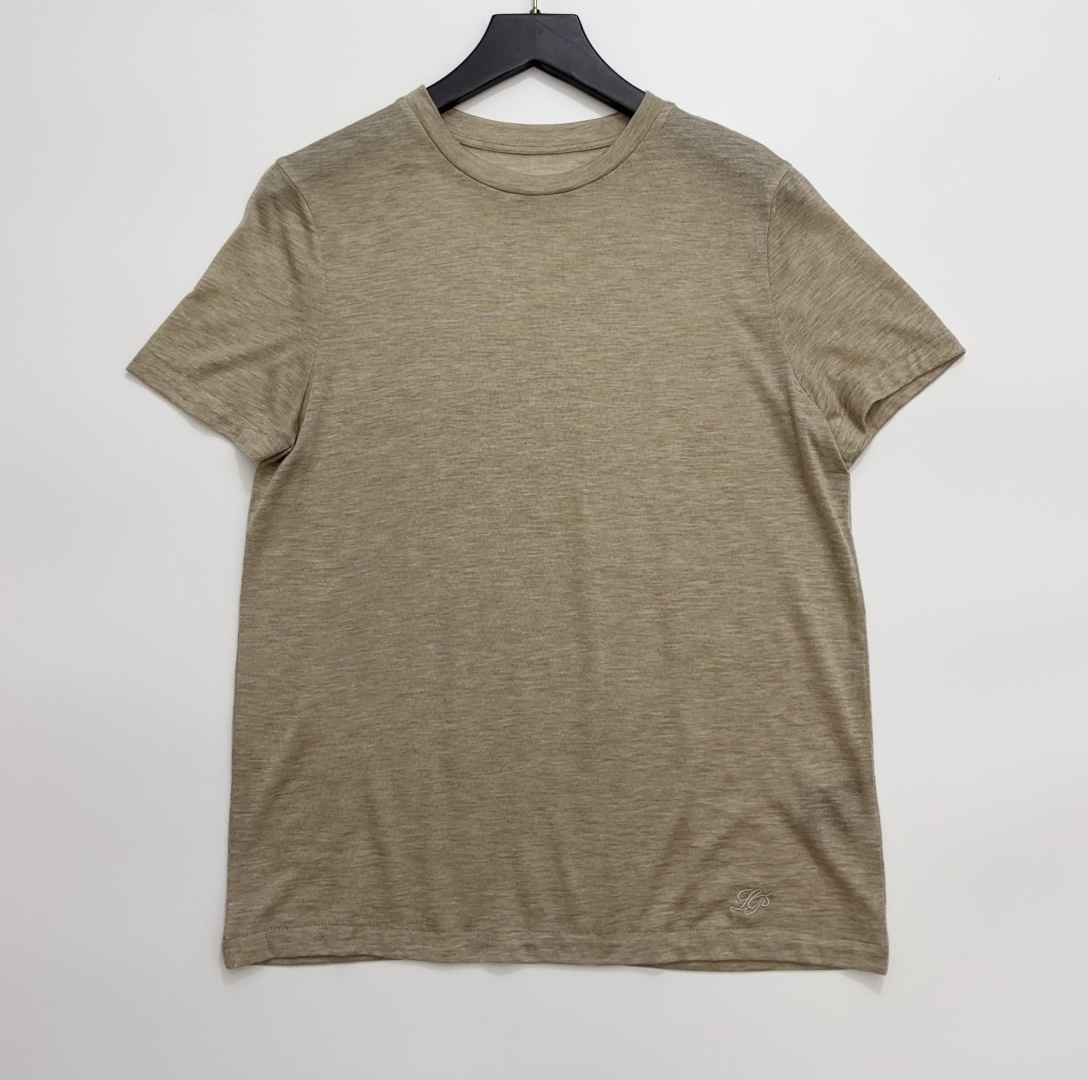 Loro Piana Cashmere Silk Lyocell Blend Crew Neck Short Sleeve T-Shirt