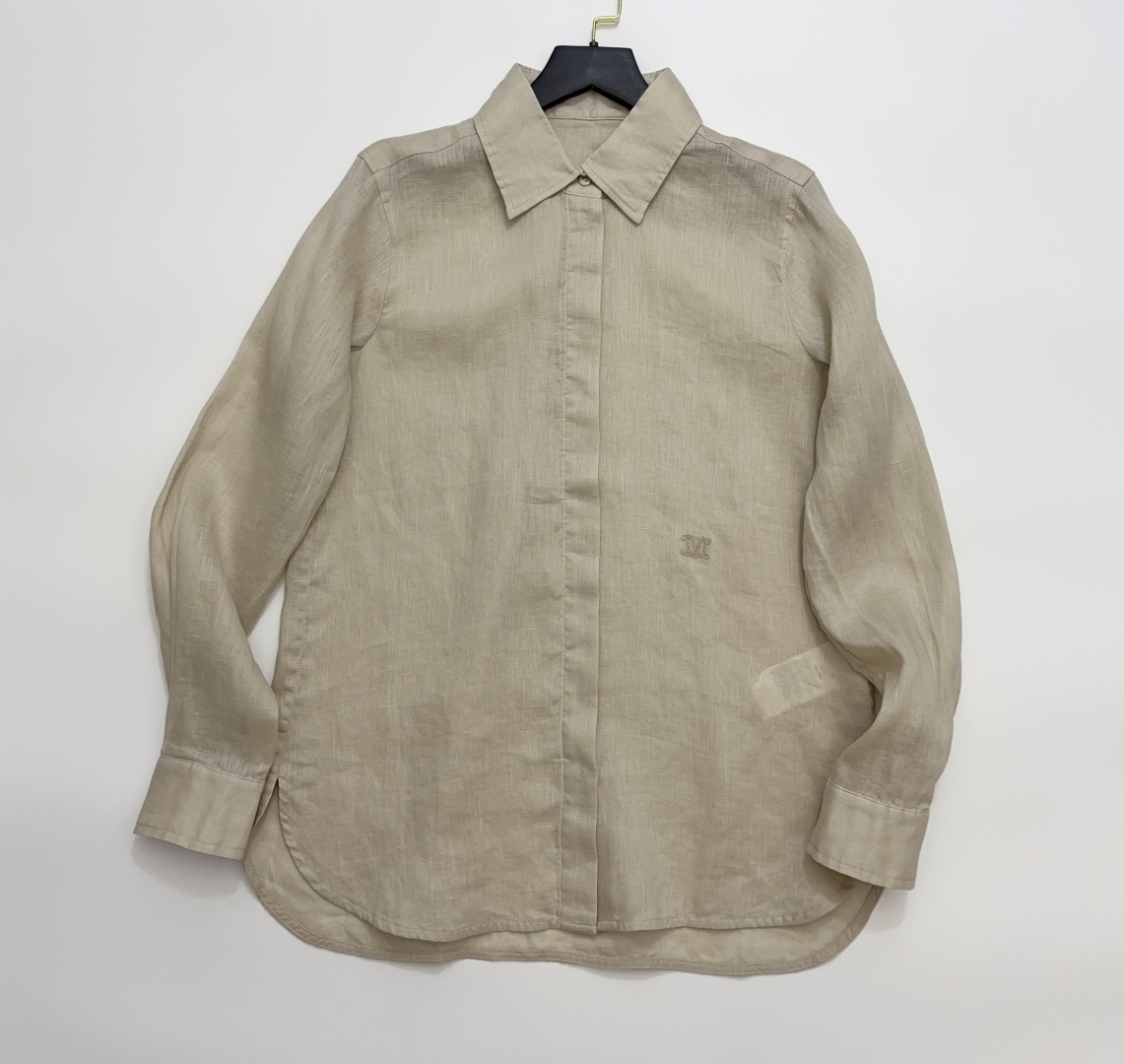 Max Mara Grey Label M Letter Embroidered Lapel Long Sleeve Loose Shirt Top