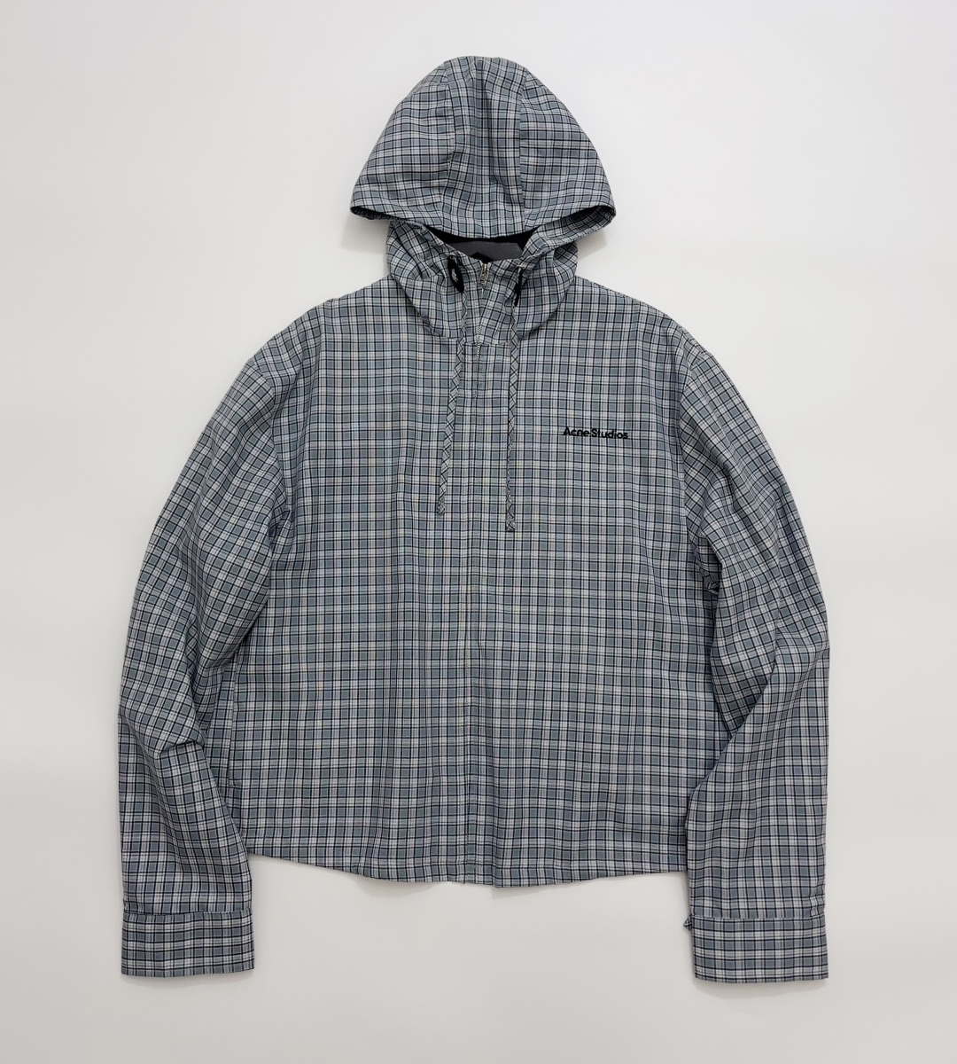 Acne Studios Plaid Hooded Zip Relaxed Jacket