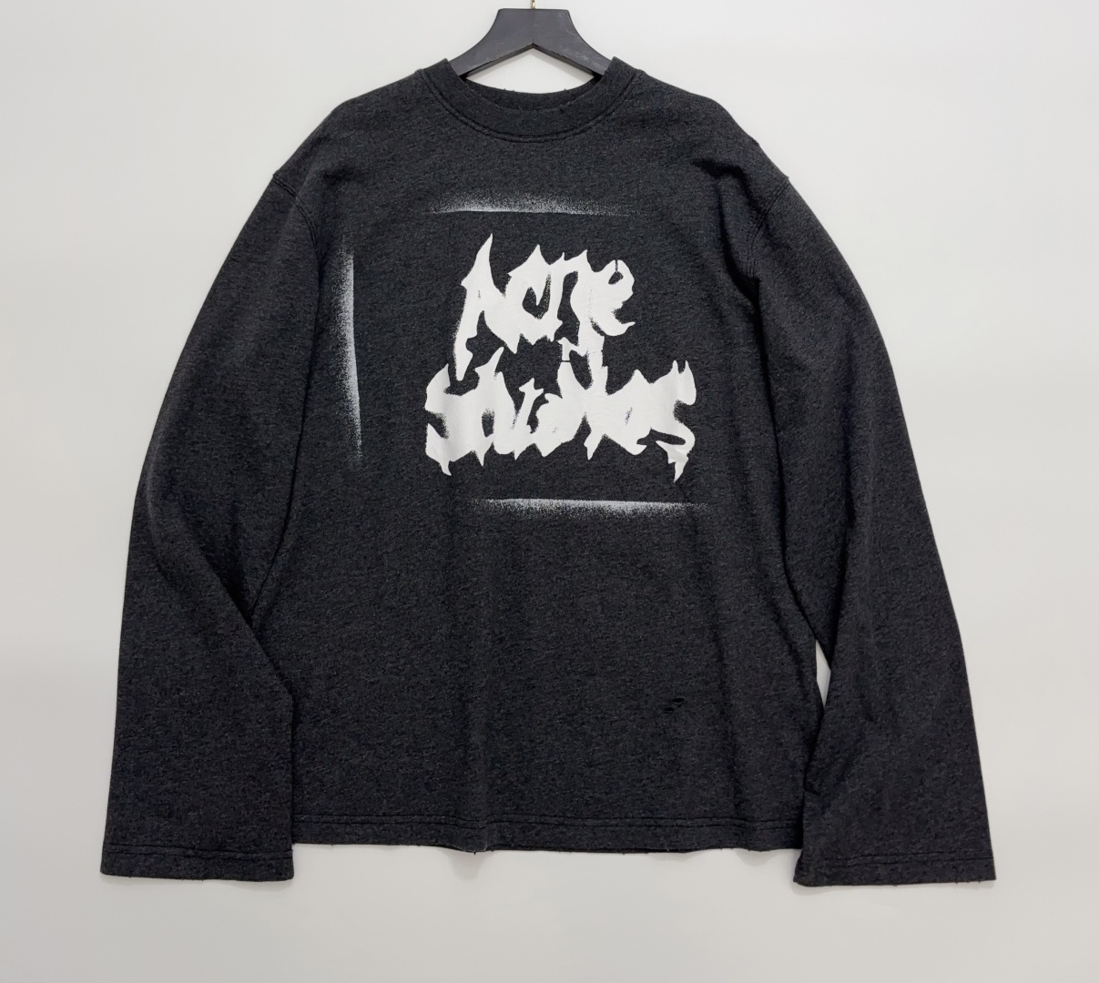 Acne Studios Graffiti Letter Distressed Relaxed Long Sleeve T-Shirt
