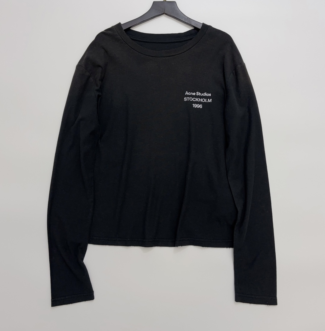 Acne Studios Simple Letter Round Neck Relaxed Long Sleeve T-Shirt