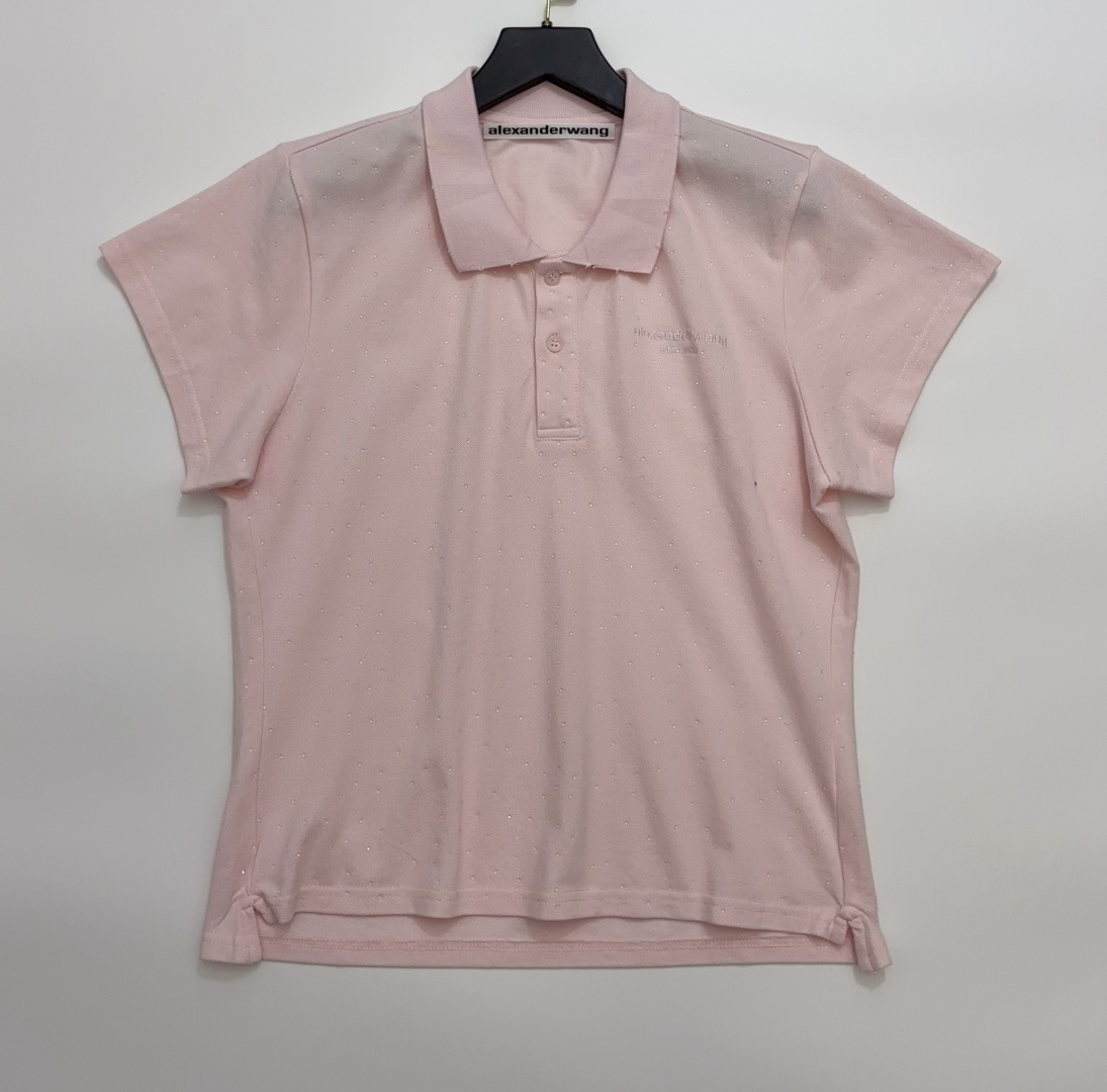 Alexander Wang Faux Crystal Polo T-Shirt