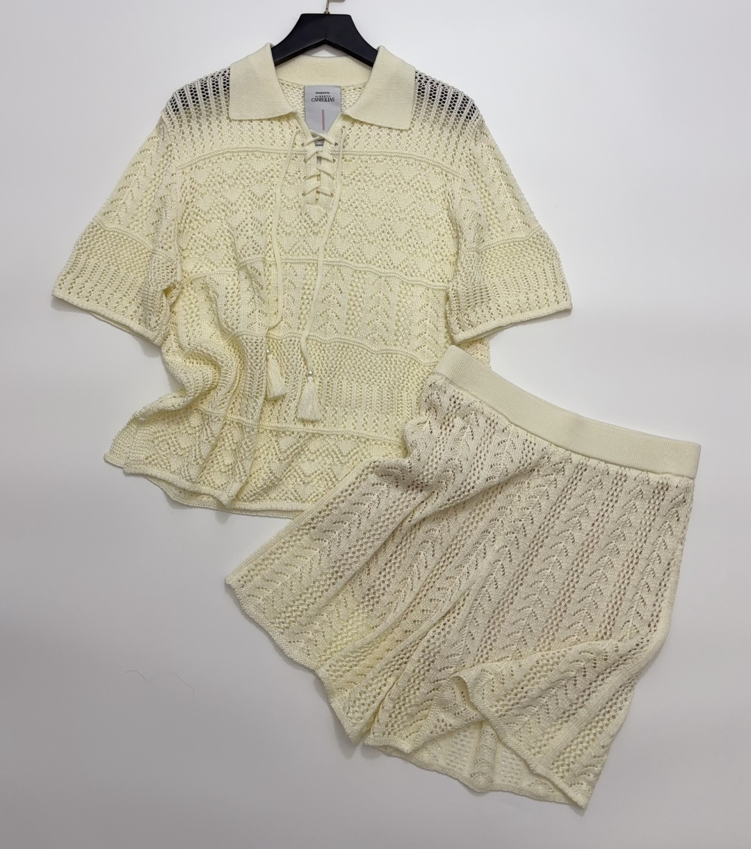 Knit Linen Loose Polo Shirt and Shorts Set
