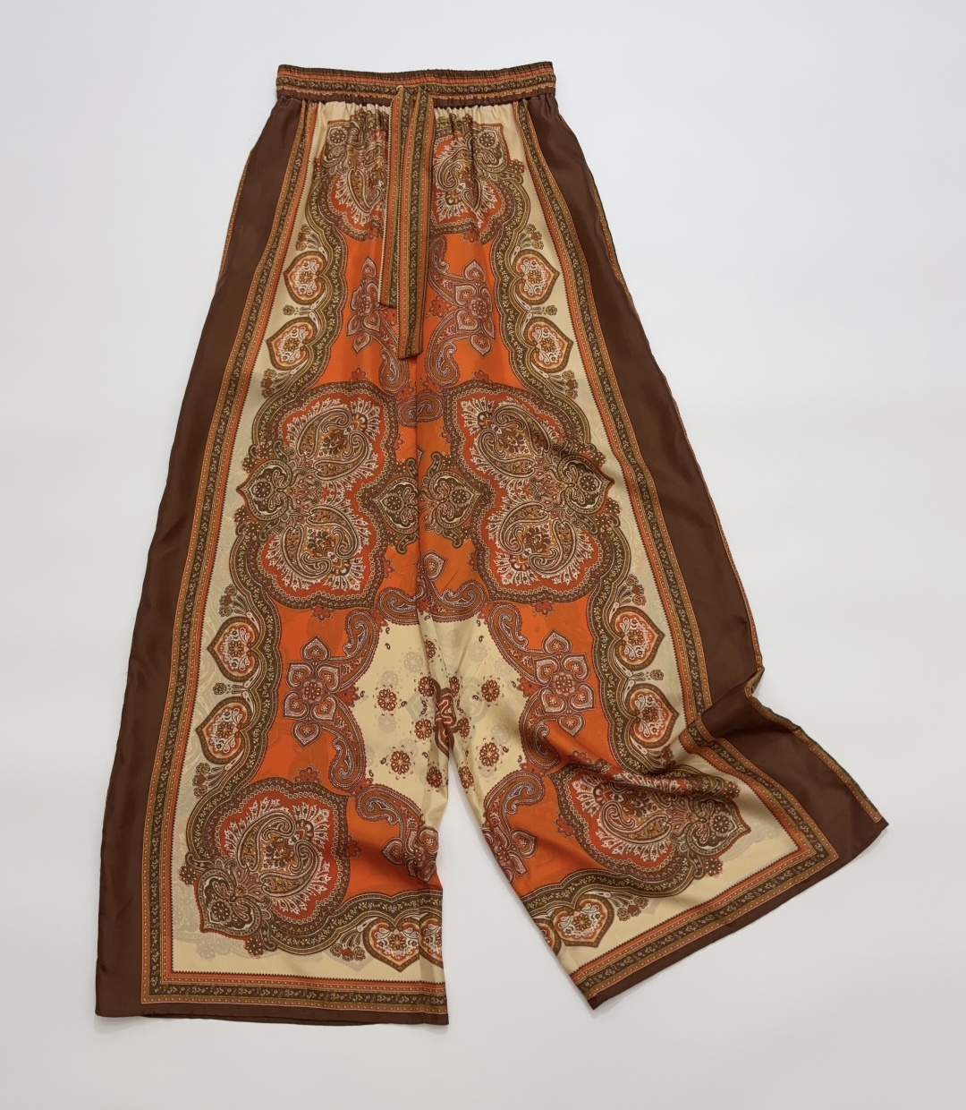 Zimmermann MAHON Mulberry Silk Orange Print Casual Long Pants