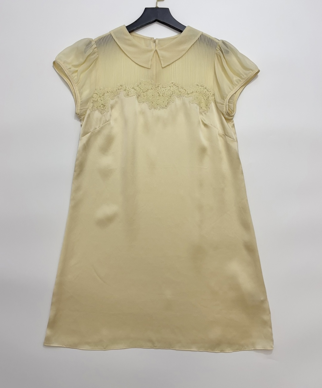 Dôen PERLE Floral Lace Embroidered Silk Babydoll Dress with Puff Sleeves