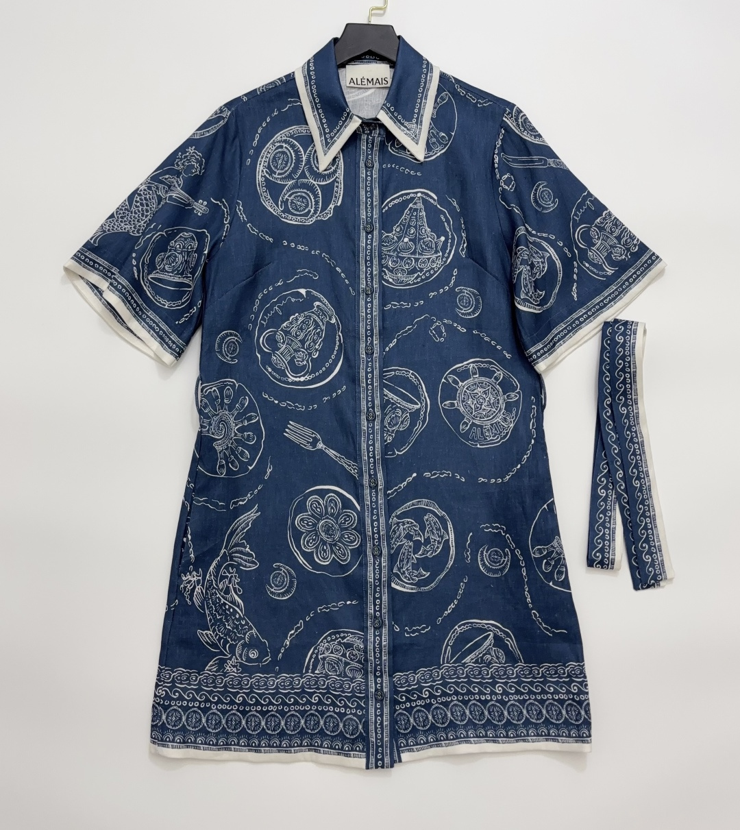 Alémais Lucky Print Short Sleeve Shirt Dress