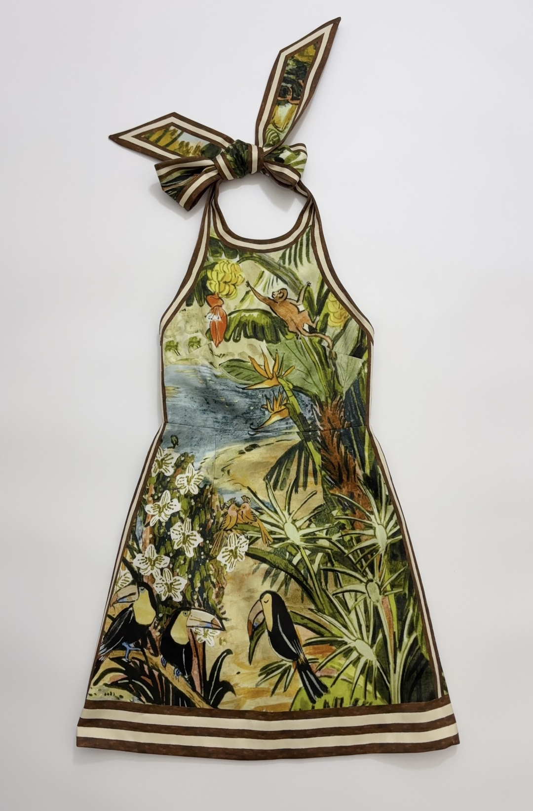 Alémais Toucan Jungle Print Halter Backless Mini Dress