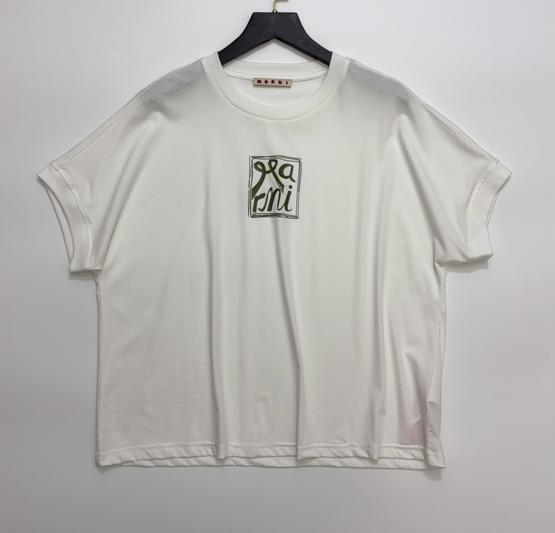 Marni Simple Letter Oversized Short Sleeve T-Shirt Top