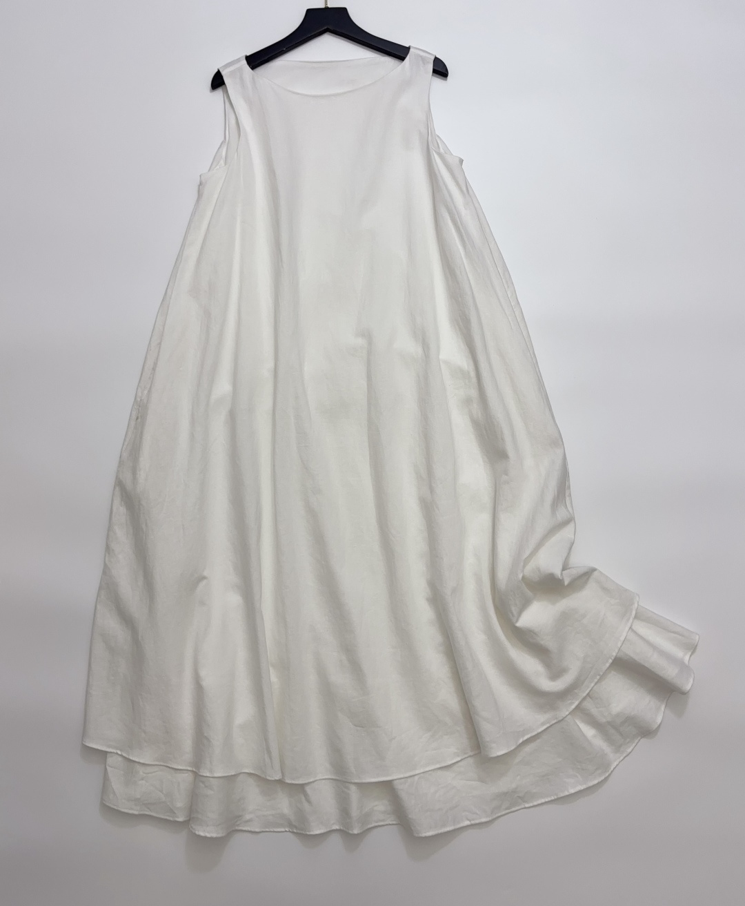 Japanese-Style Wide-Strap Off-Shoulder Cotton Linen Double-Layer Sleeveless Maxi Dress
