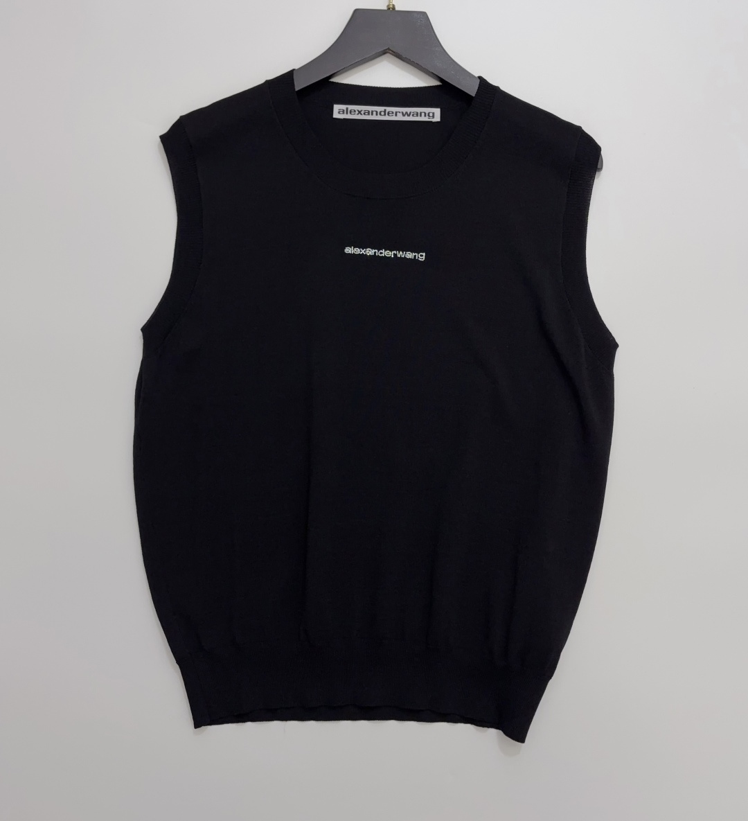 Alexander Wang Hotfix Rhinestone Letter Thin Knit Vest