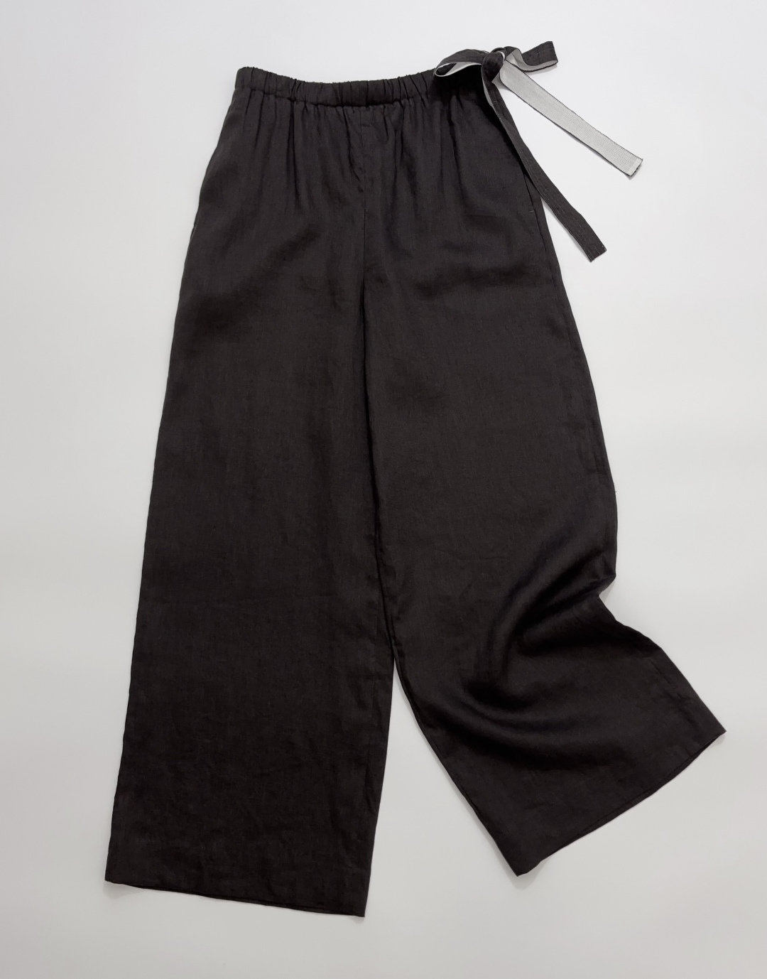 Carven Relaxed Wide-Leg Linen Casual Trousers with Side Drawstring