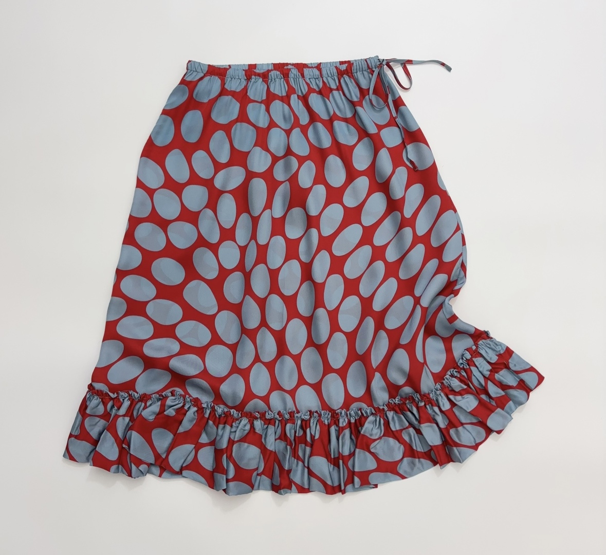 Dries Van Noten Vintage Contrast Dot Print Tie-Waist Elastic Skirt