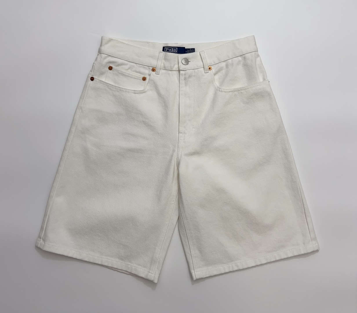 Polo Ralph Lauren Washed Soft Denim Straight Fit Five-Point Shorts with Leather Tag
