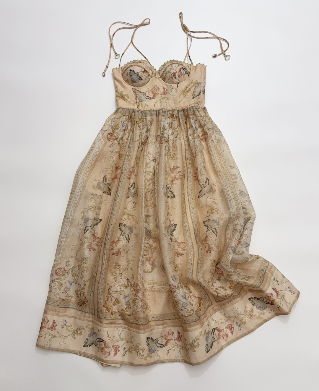 Zimmermann Silk Linen Blend Bandeau Shell Button Fitted Maxi Resort Dress