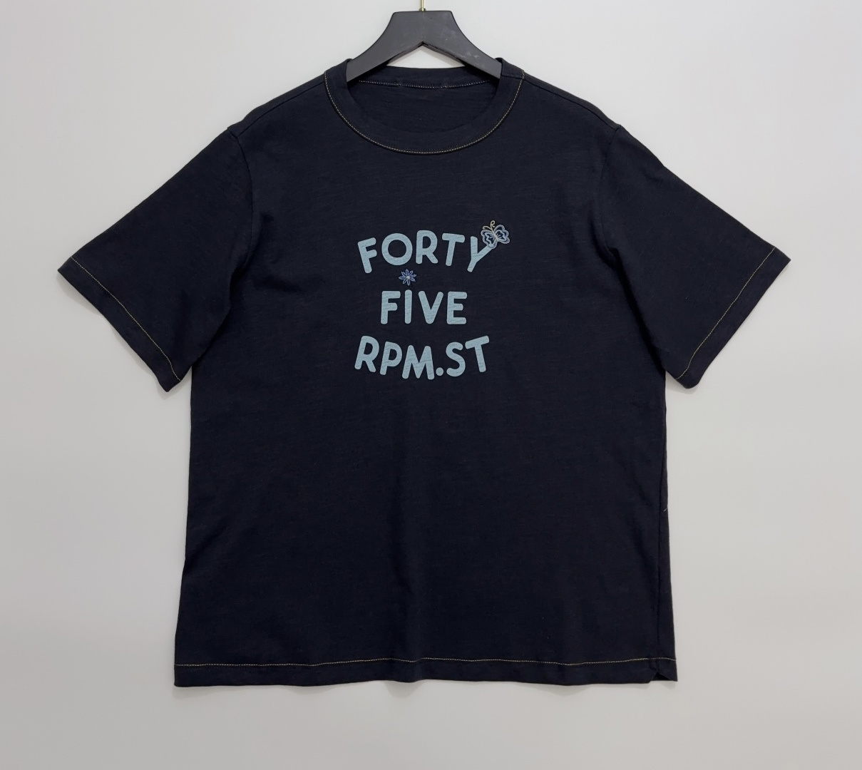 Bamboo Cotton Embroidered Letter Print Short Sleeve T-Shirt
