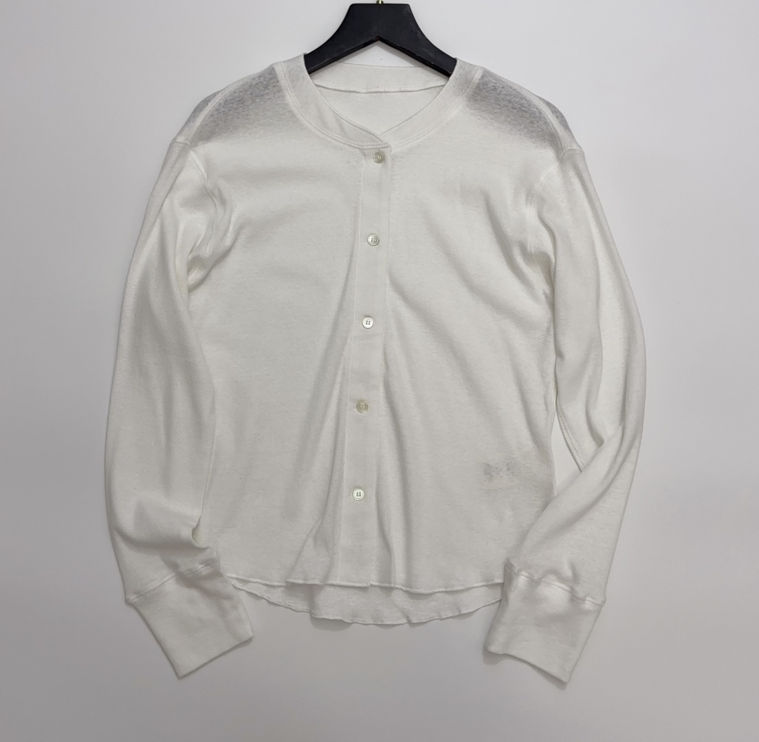 The Row Simple & Comfortable Summer Thin Cotton Single-Breasted Round Neck Long Sleeve T-Shirt Cardigan