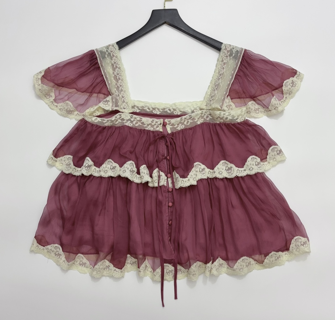 Chloe Pink Cami Top with Lace Trim Flutter Sleeves and Flowy Silk