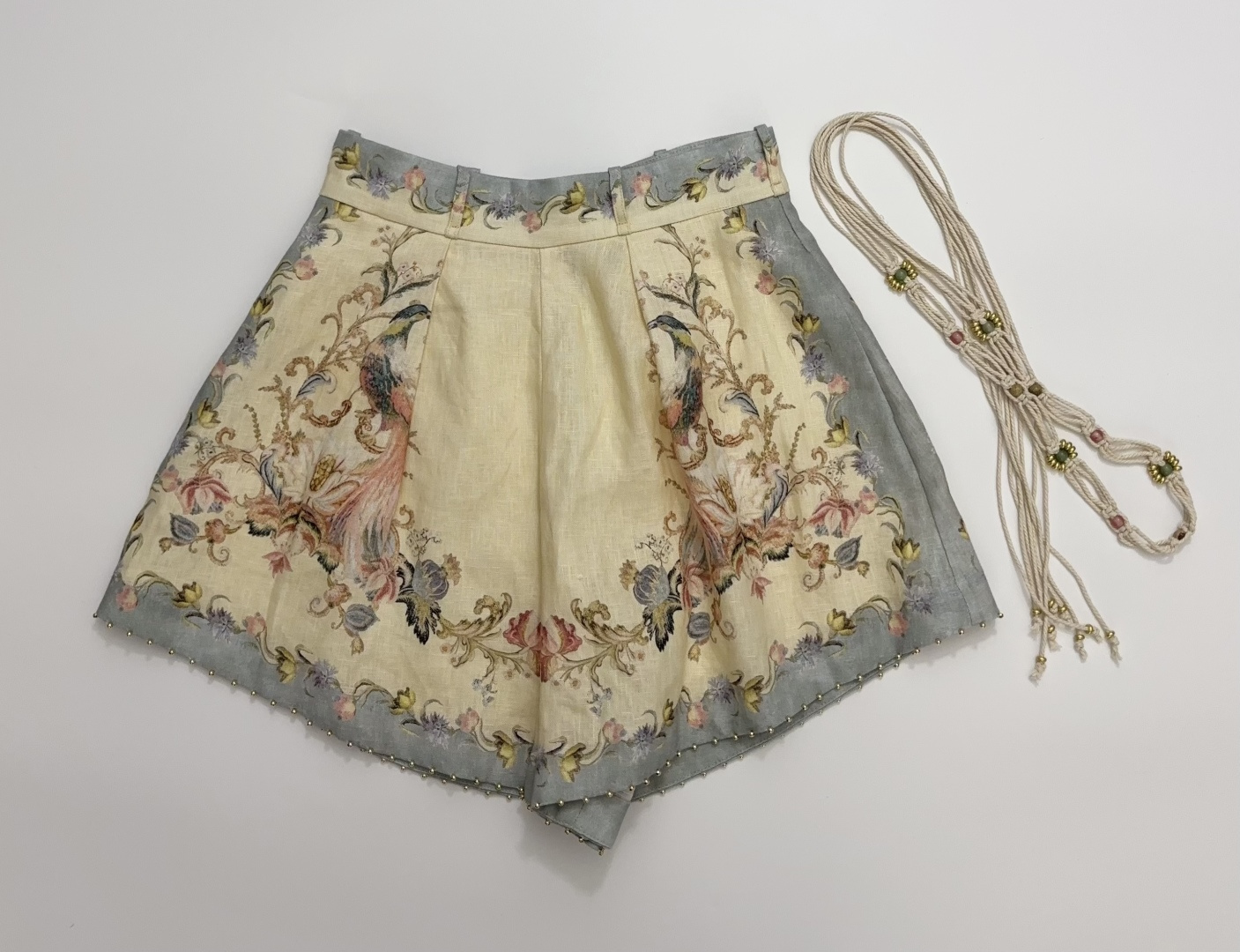 Zimmermann 2026 Summer Roselight Vintage Print High-Waist Shorts