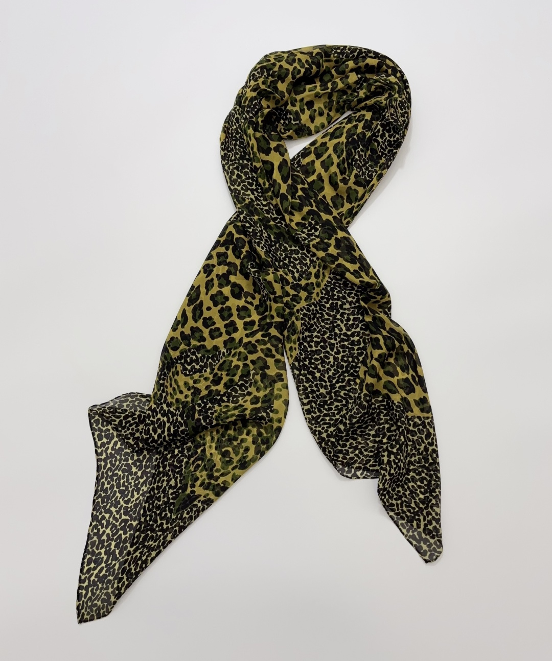 Yves Saint Laurent Leopard Print Silk Scarf