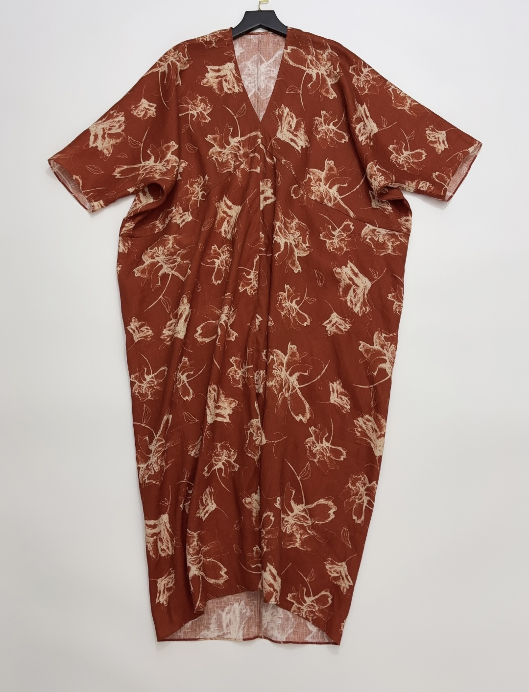 Linen Floral Print Irregular Loose Dress